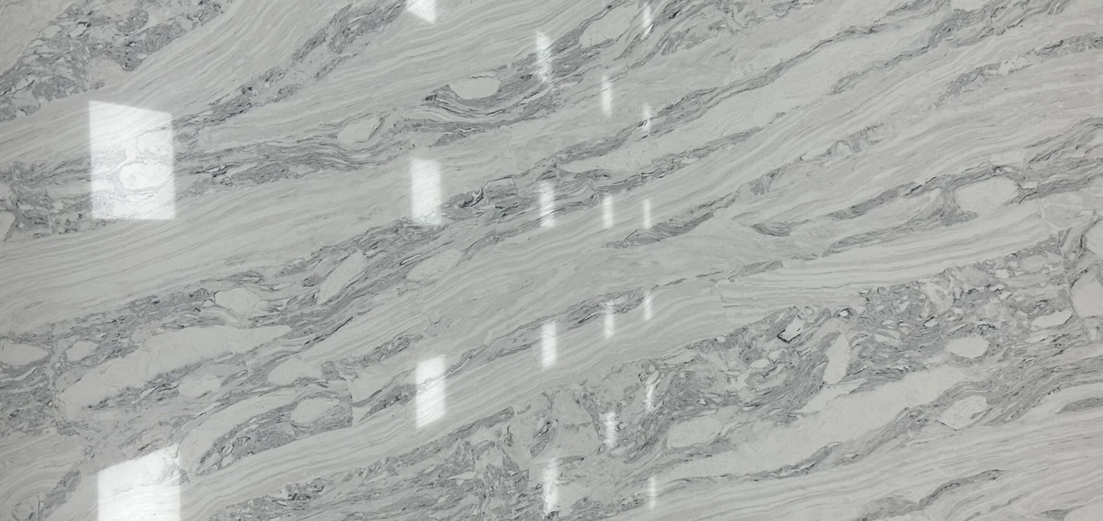 Full slab of Cava CQM465 grey quartz from Classic Quartz Stone