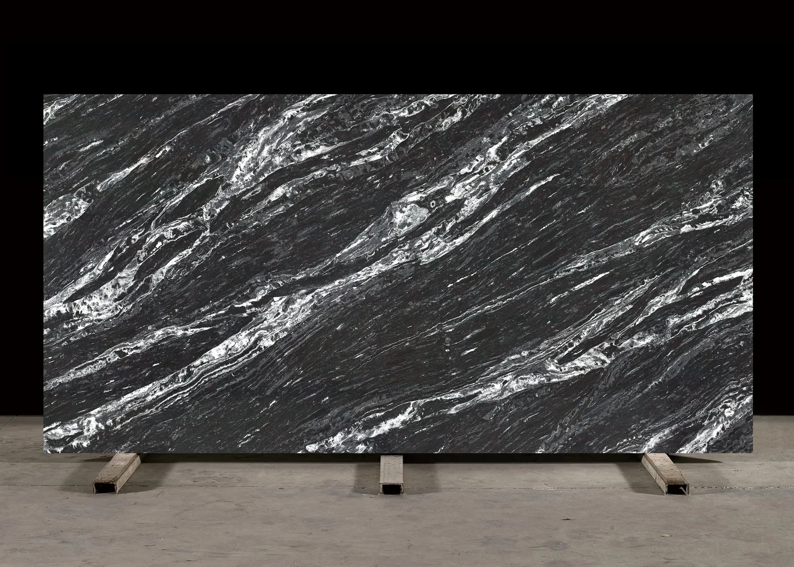 Full slab of Nebula CQM463 black quartz from Classic Quartz Stone