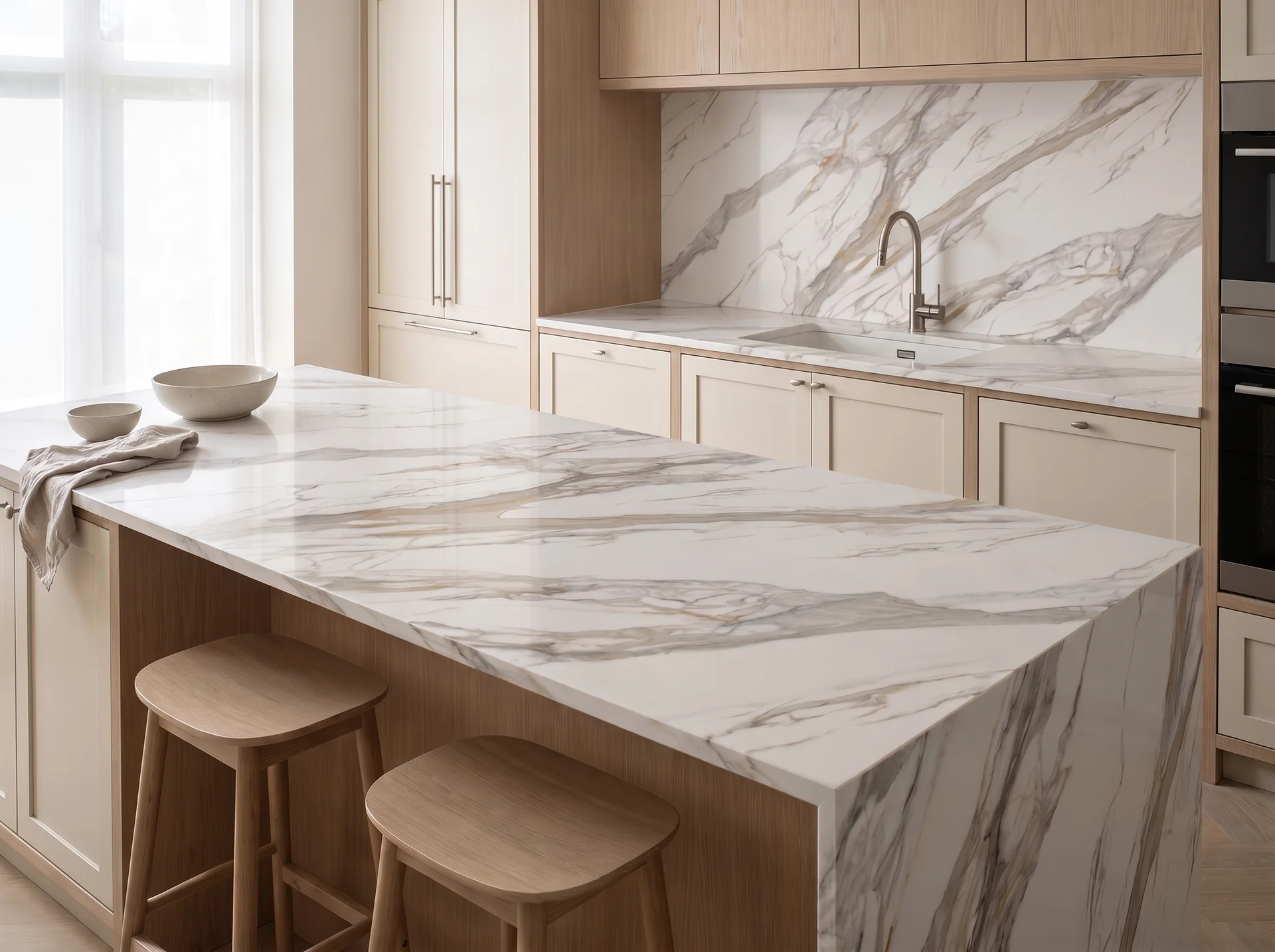 Barcelona 3D quartz worktop close-up showing surface detail
