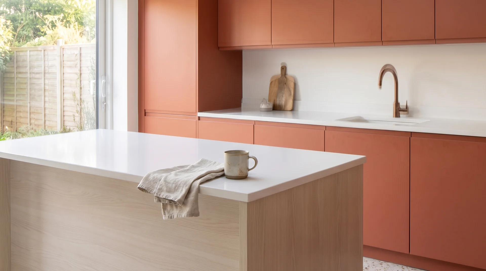 Pure White quartz worktop close-up showing surface detail