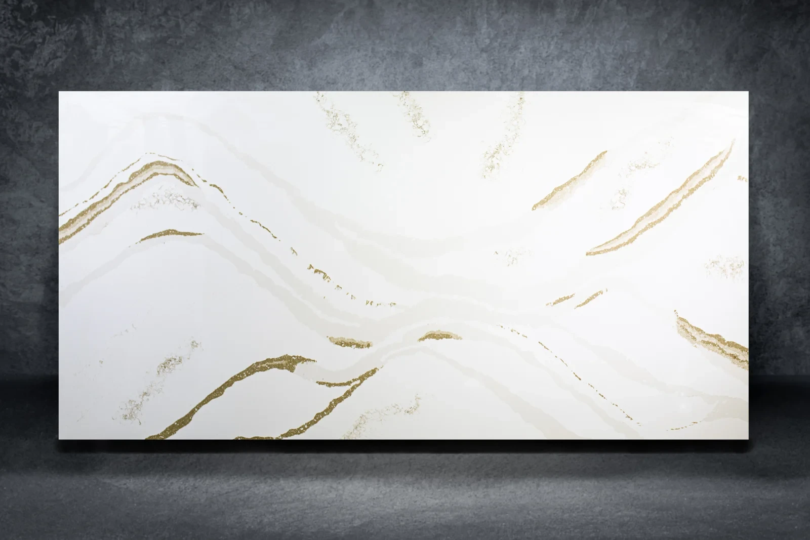 Full slab view of Brittanicca Gold by Modern Quartz Stone
