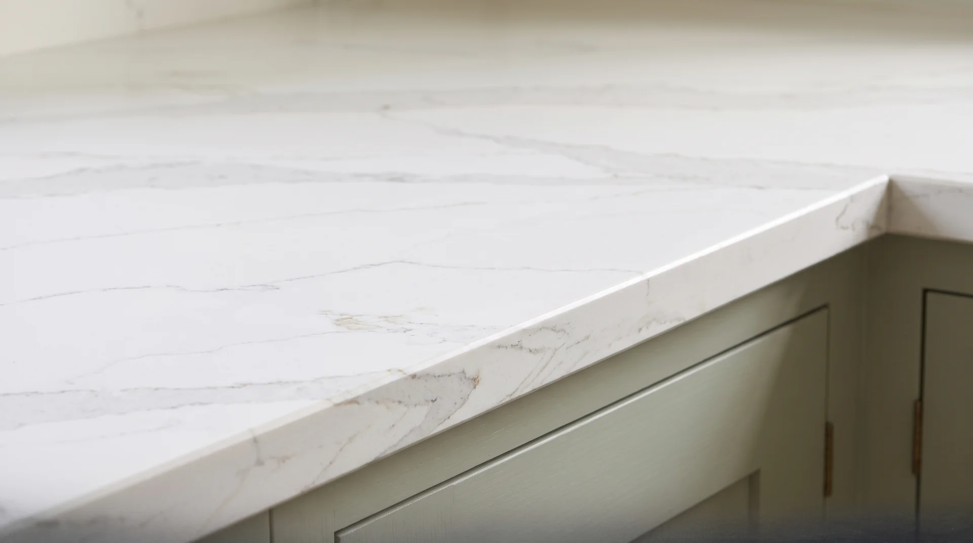 Calacatta Gold quartz worktop close-up showing surface detail