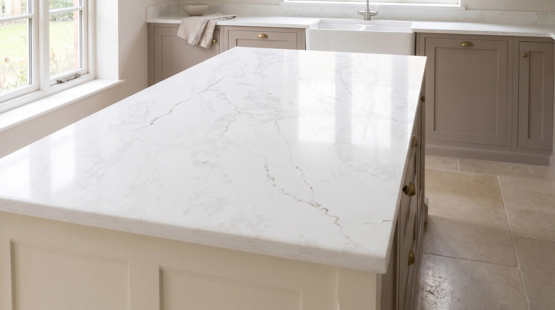 Miami Gold quartz worktop close-up showing surface detail