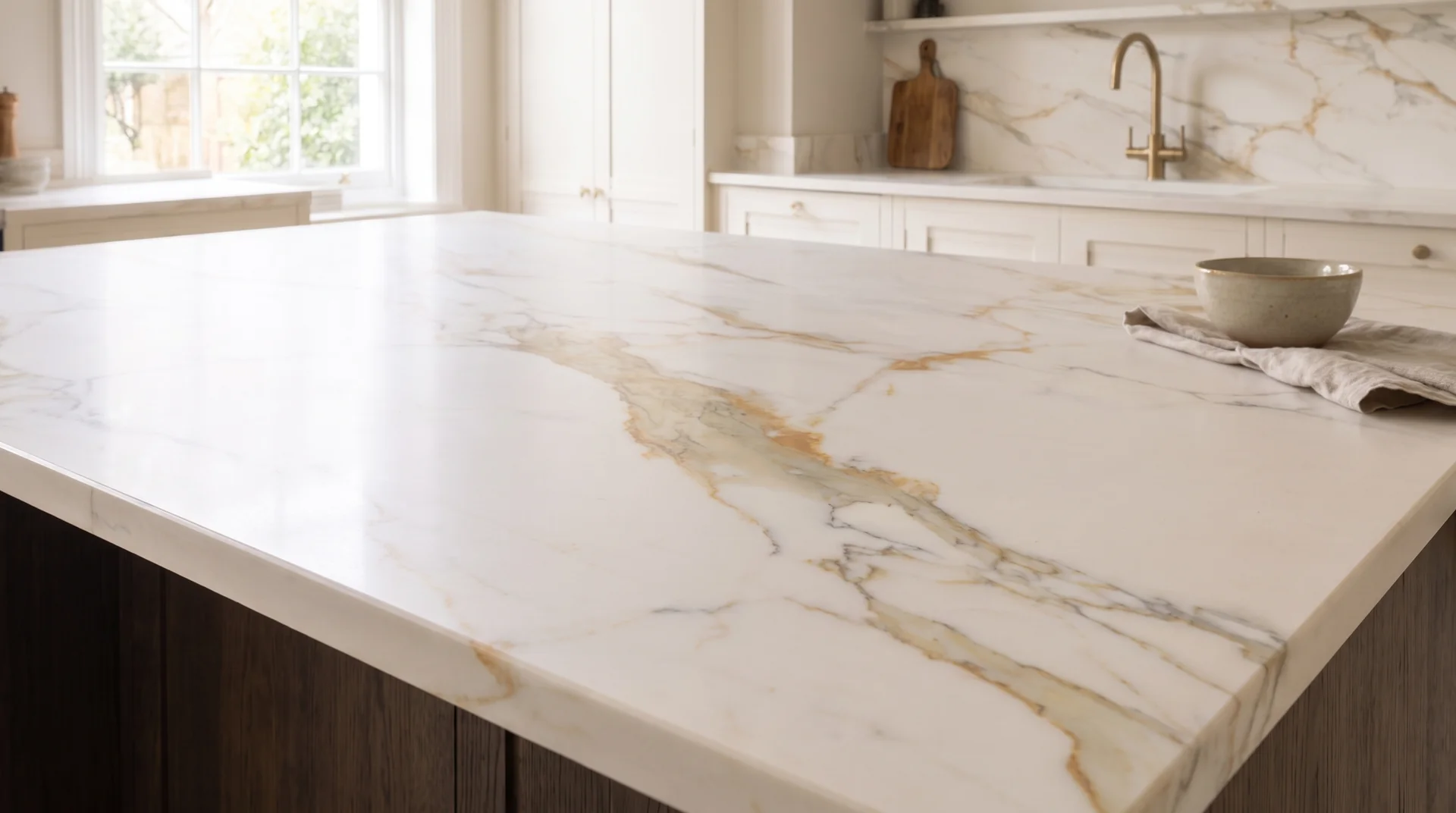 Calacatta Fantastico quartz worktop close-up showing surface detail
