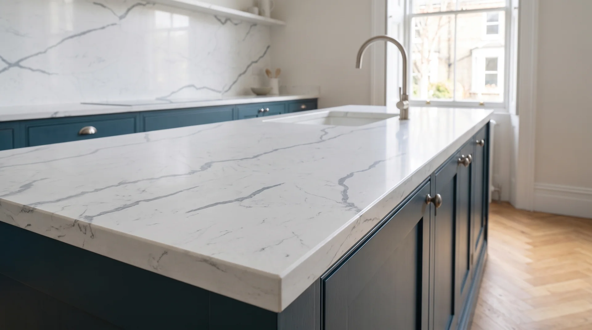 Astonia Grey (Full Body) quartz worktop close-up showing surface detail