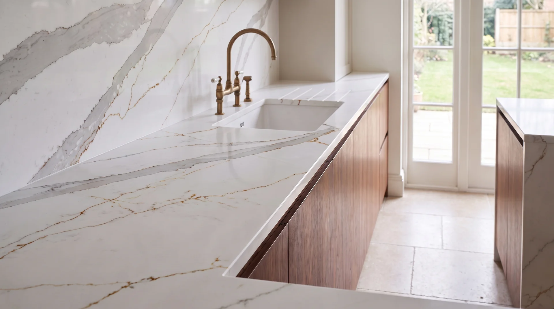 Capraia quartz worktop close-up showing surface detail