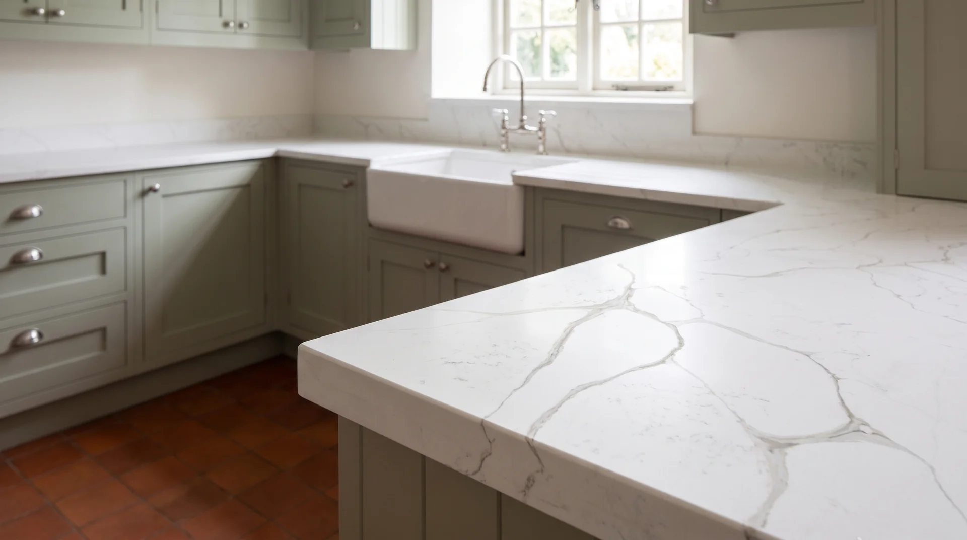 Emerald Gold quartz worktop close-up showing surface detail