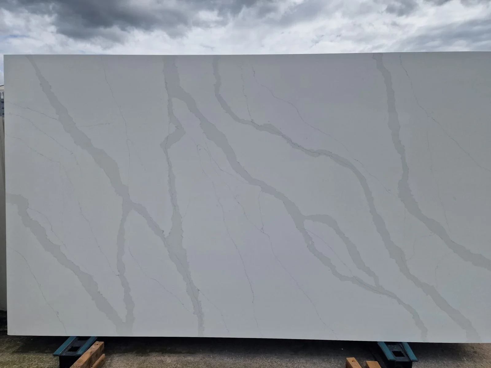 Full slab view of Calacatta Platinum by Modern Quartz Stone