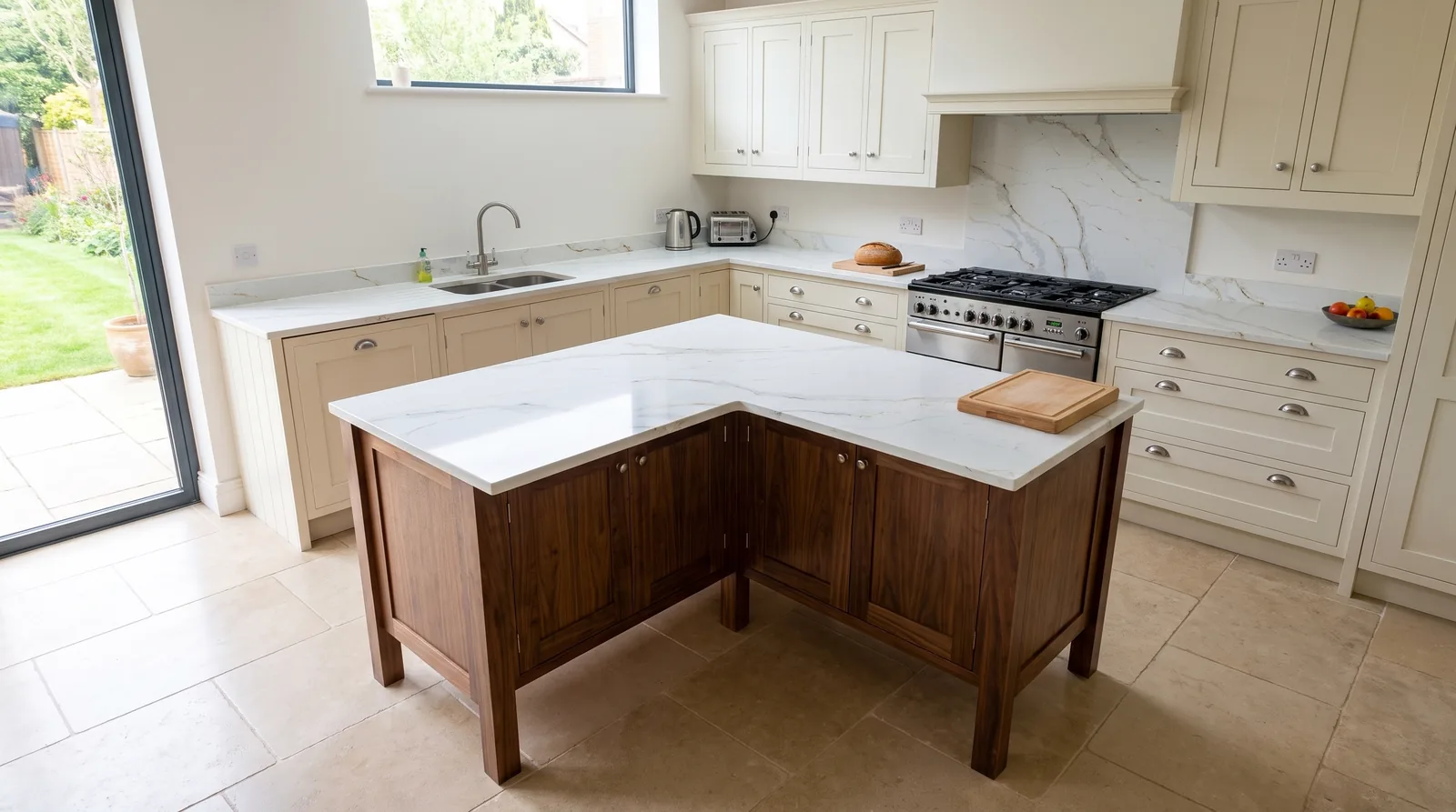 Madrid NobleStone worktop in a wide kitchen view