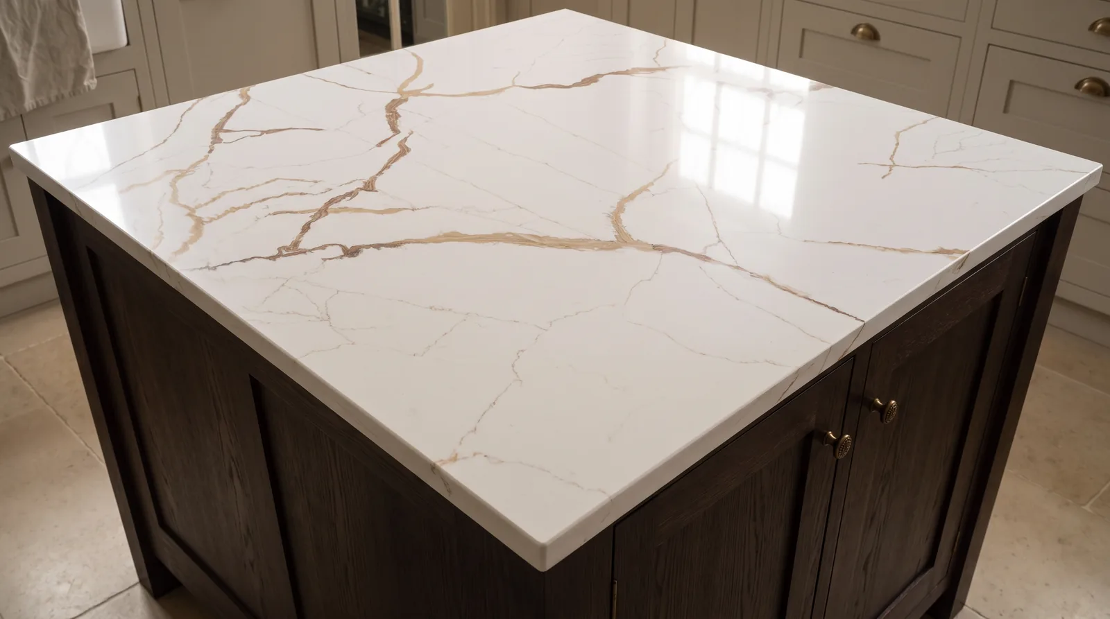 Mallorca NobleStone worktop in a close kitchen detail view