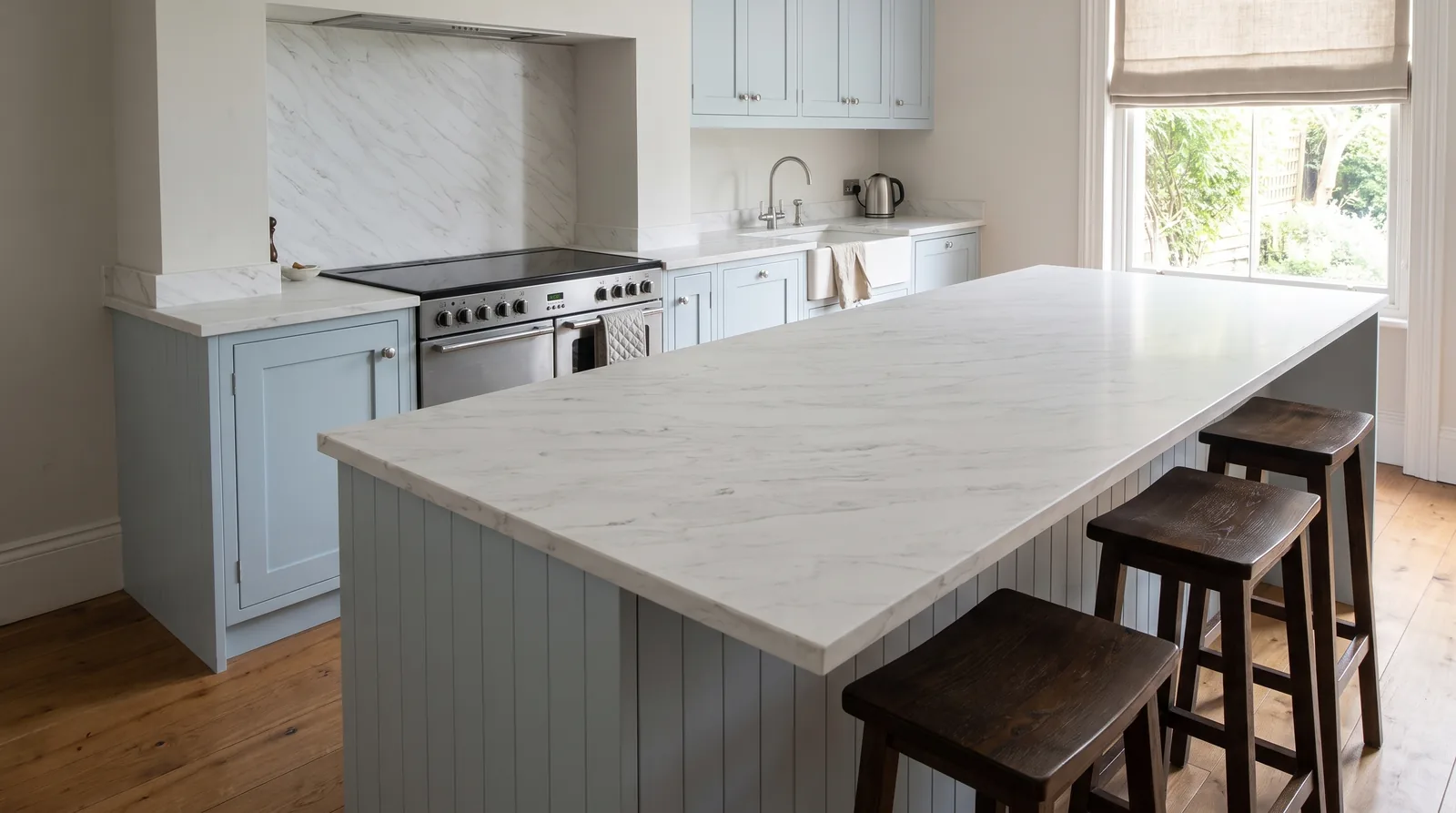 Marbella NobleStone worktop in a wide kitchen view