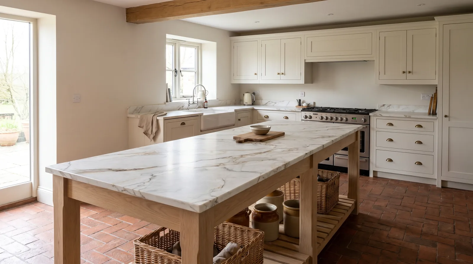 Miami 3D NobleStone worktop in a wide kitchen view