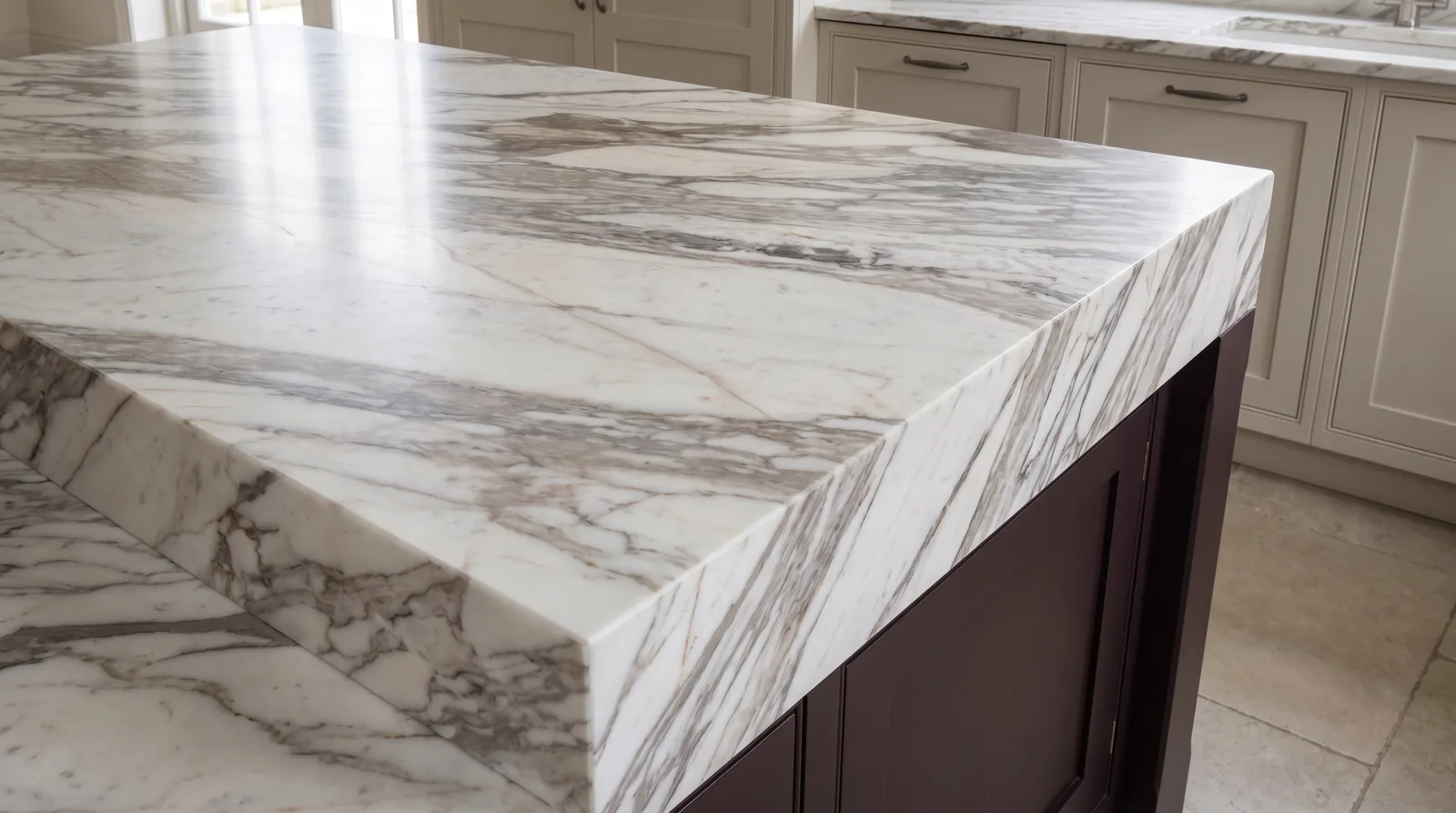 Michelangelo 3D NobleStone worktop in a close kitchen detail view