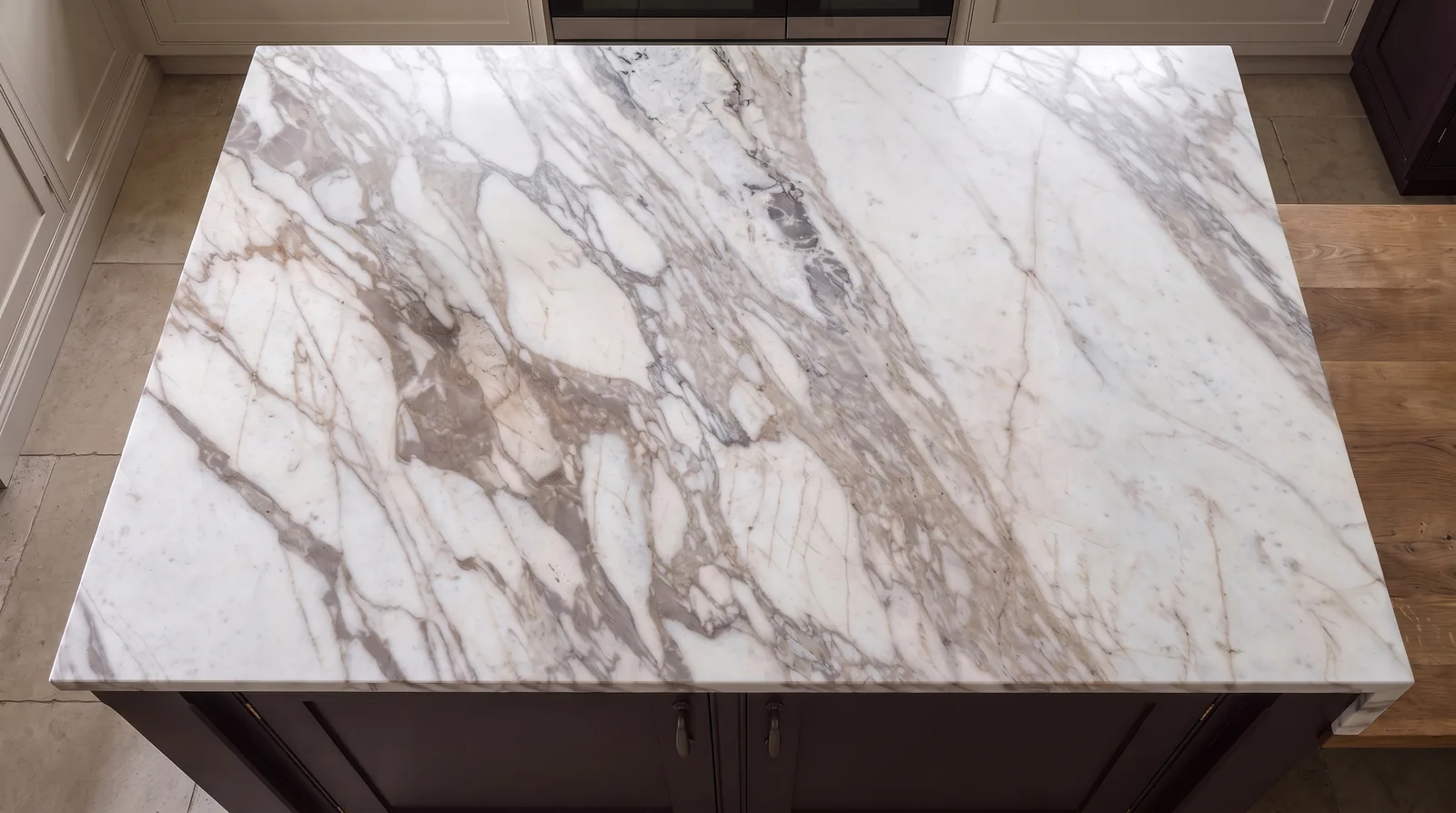 Michelangelo 3D NobleStone worktop in an overhead kitchen view