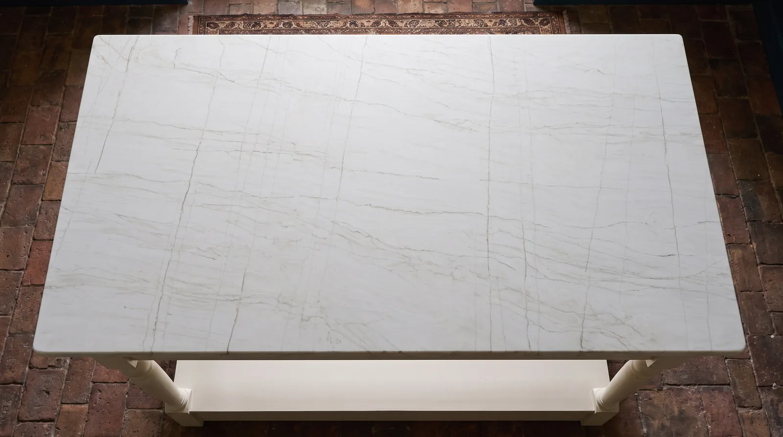 Mont Blanc NobleStone worktop in an overhead kitchen view