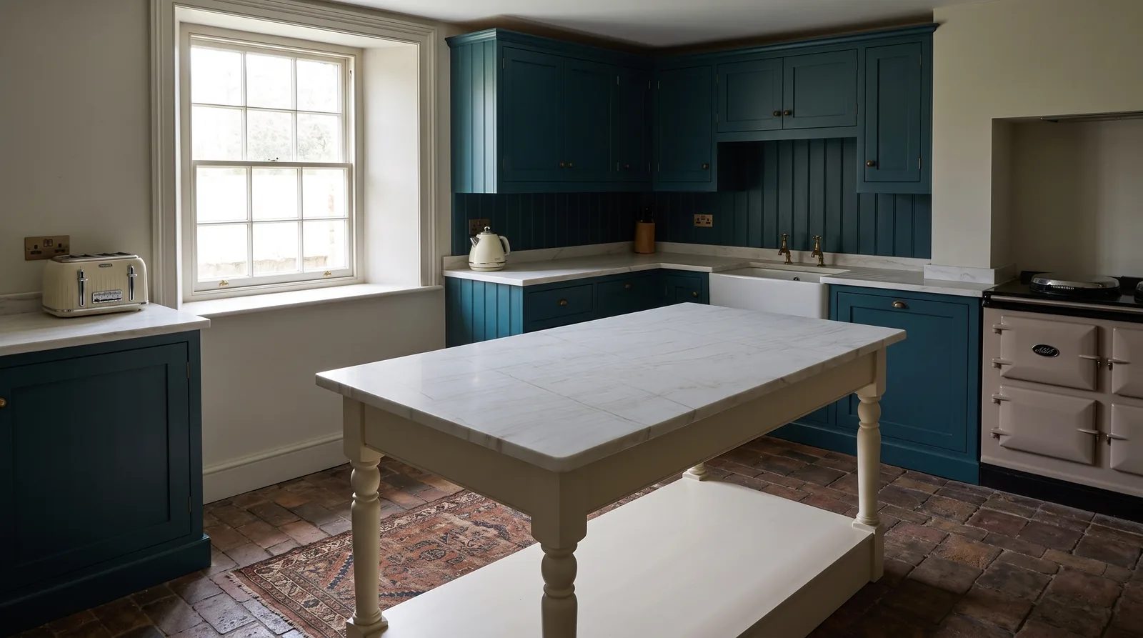 Mont Blanc NobleStone worktop in a wide kitchen view