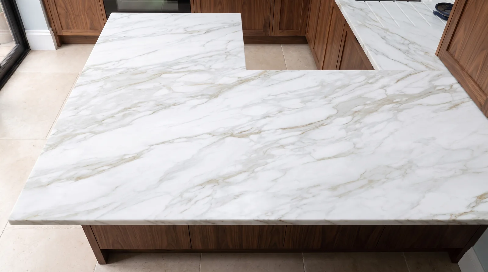 Monza 3D NobleStone worktop in an overhead kitchen view