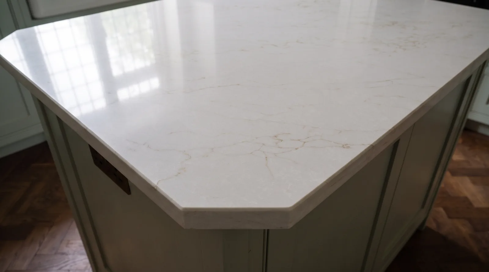 Onyx Gold NobleStone worktop in a close kitchen detail view
