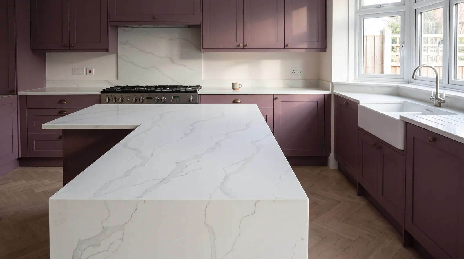 Orlando NobleStone worktop in a wide kitchen view