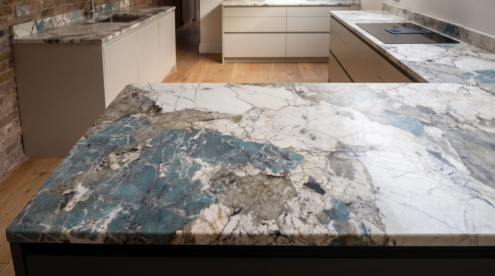 Oslo 3D NobleStone worktop in a close kitchen detail view