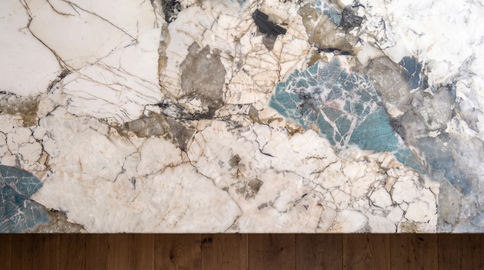 Oslo 3D NobleStone worktop in an overhead kitchen view