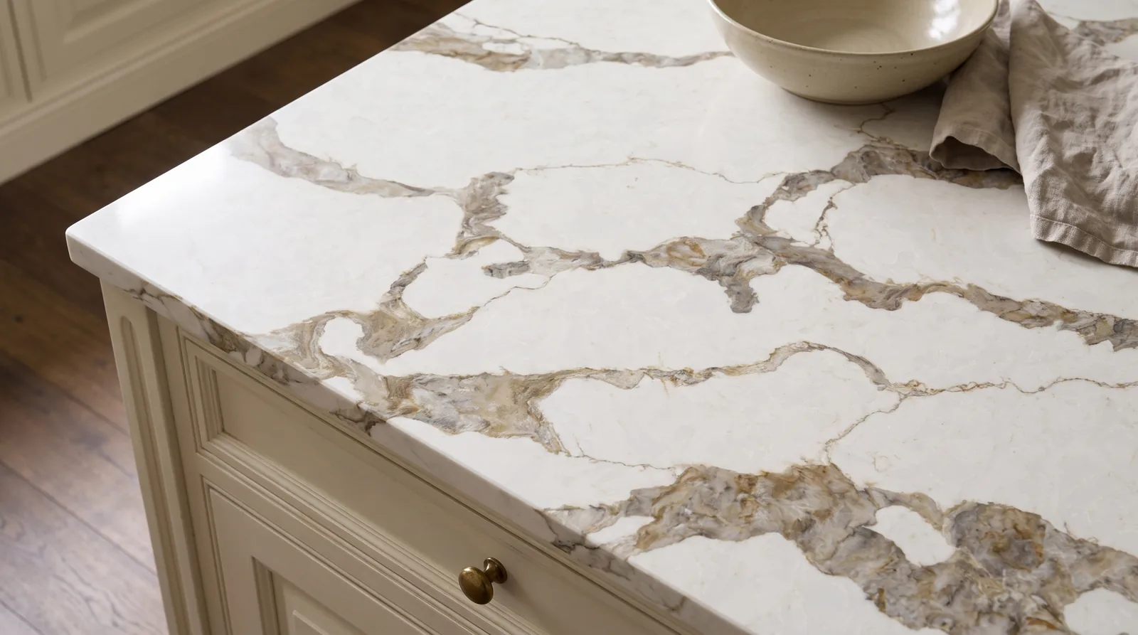 Royale NobleStone worktop in a close kitchen detail view