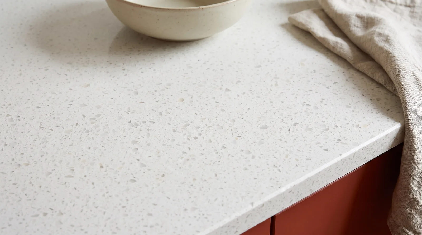 Salt & Pepper NobleStone worktop in a close kitchen detail view