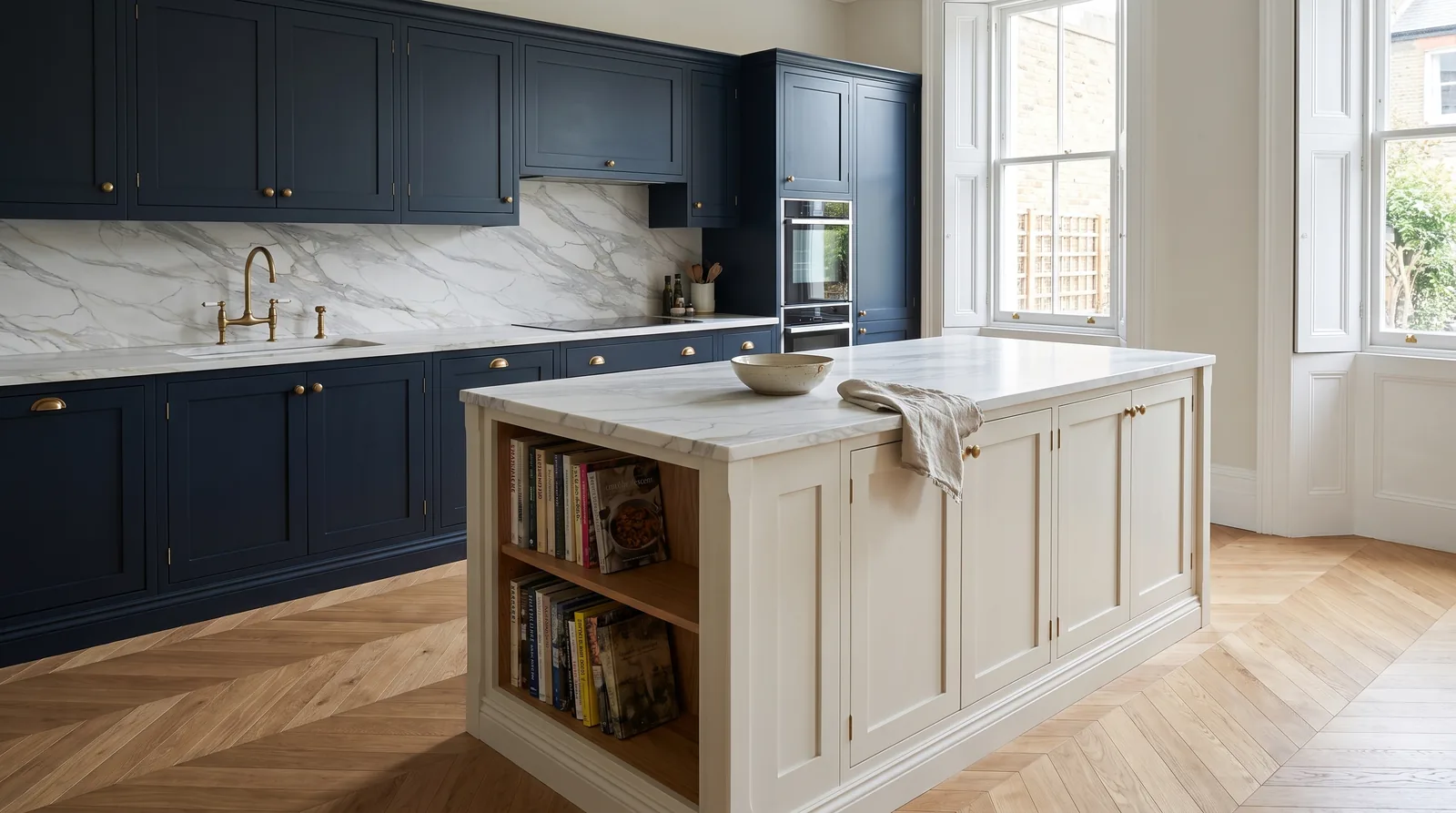 Santiago 3D NobleStone worktop in a wide kitchen view