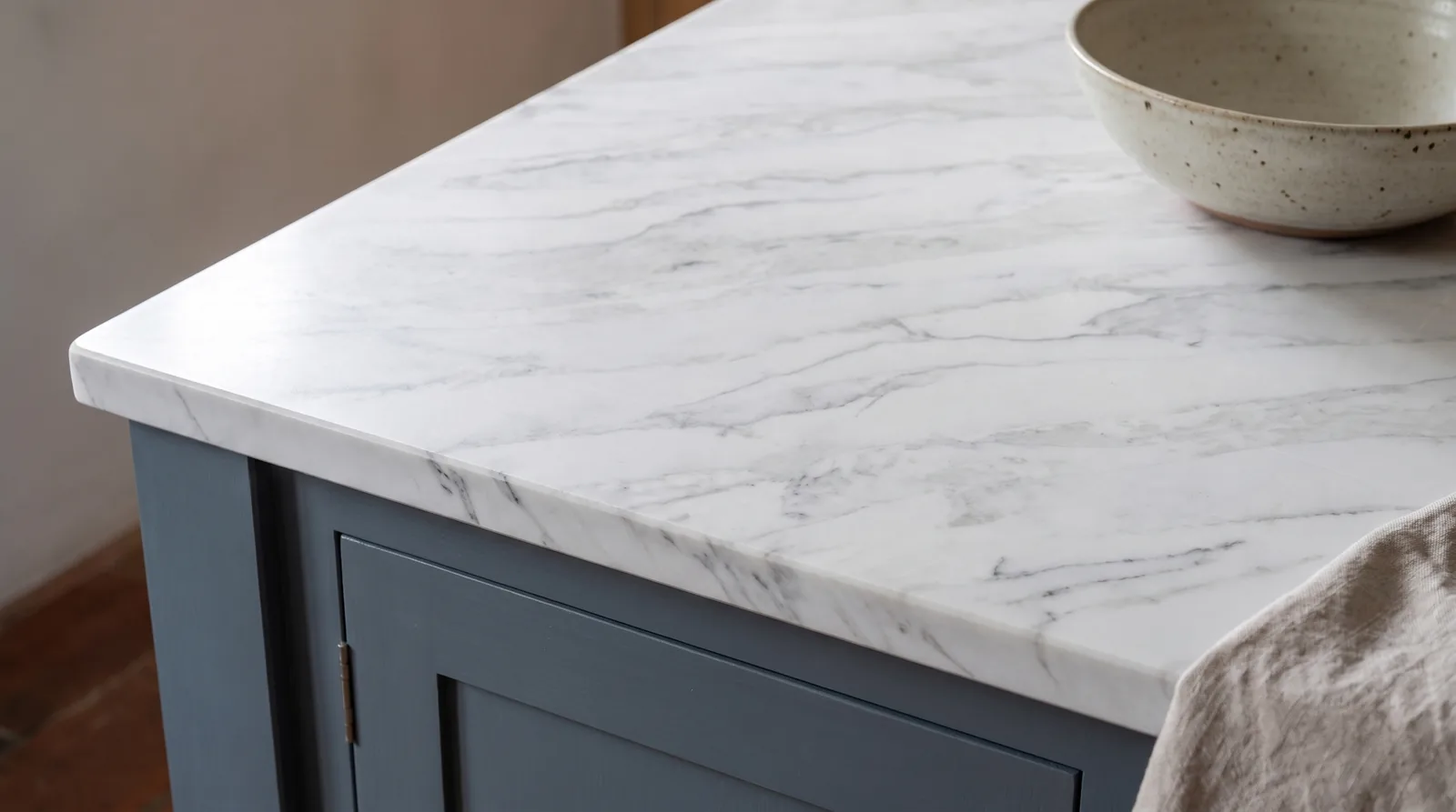 Santorini NobleStone worktop in a close kitchen detail view
