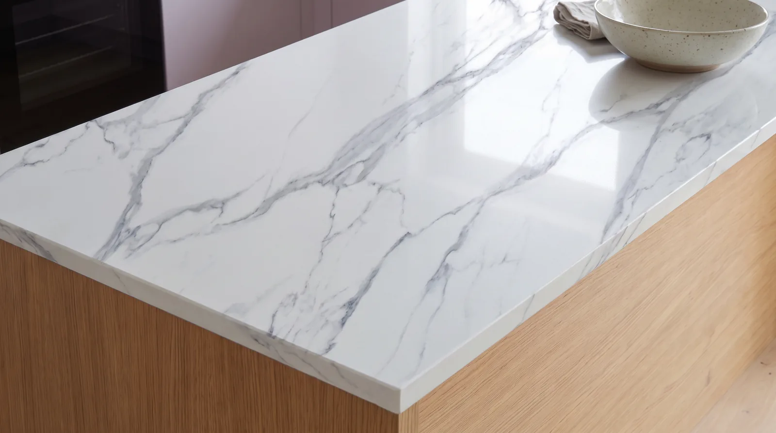Sofia 3D NobleStone worktop in a close kitchen detail view