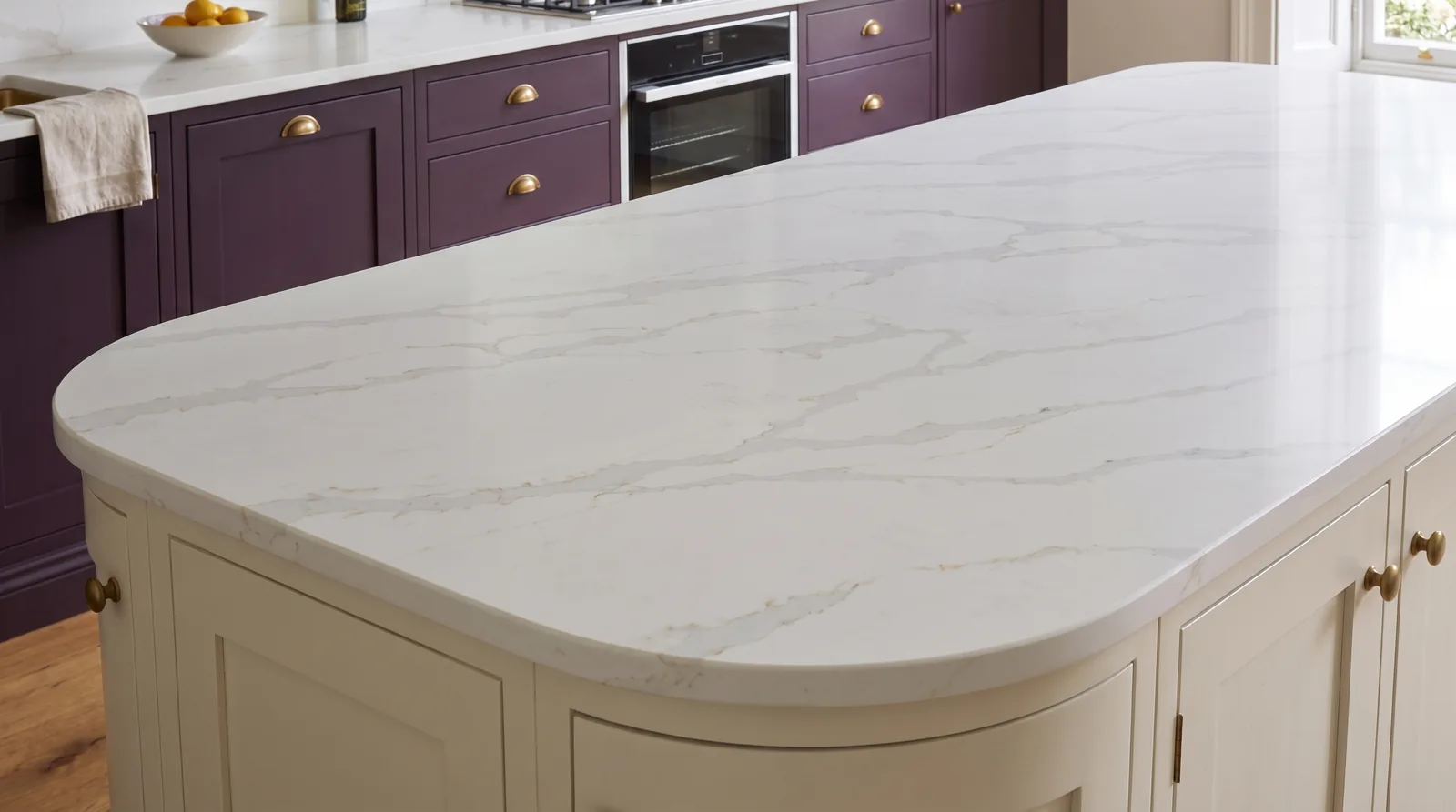 Supreme Gold NobleStone worktop in a close kitchen detail view