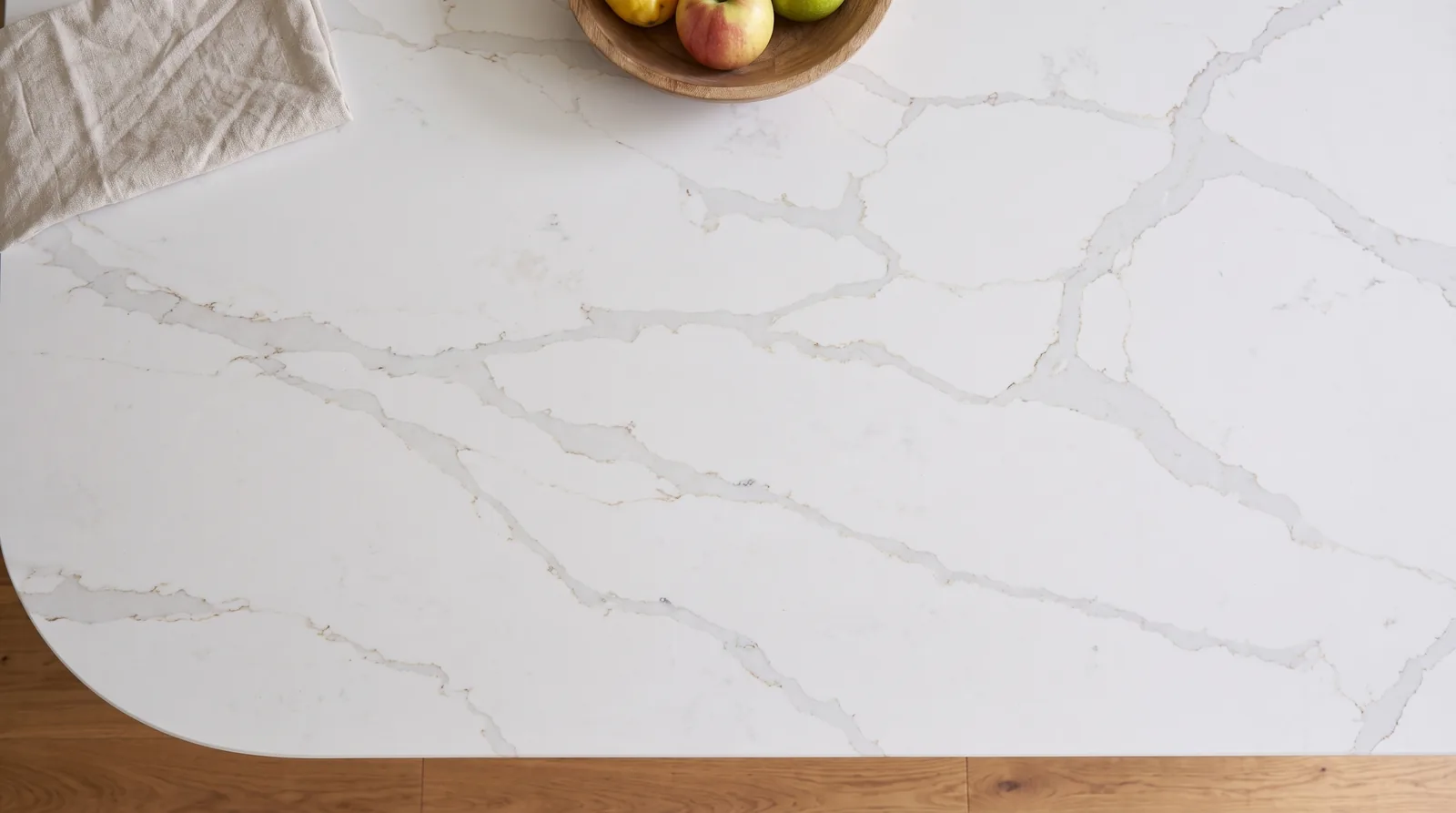 Supreme Gold NobleStone worktop in an overhead kitchen view