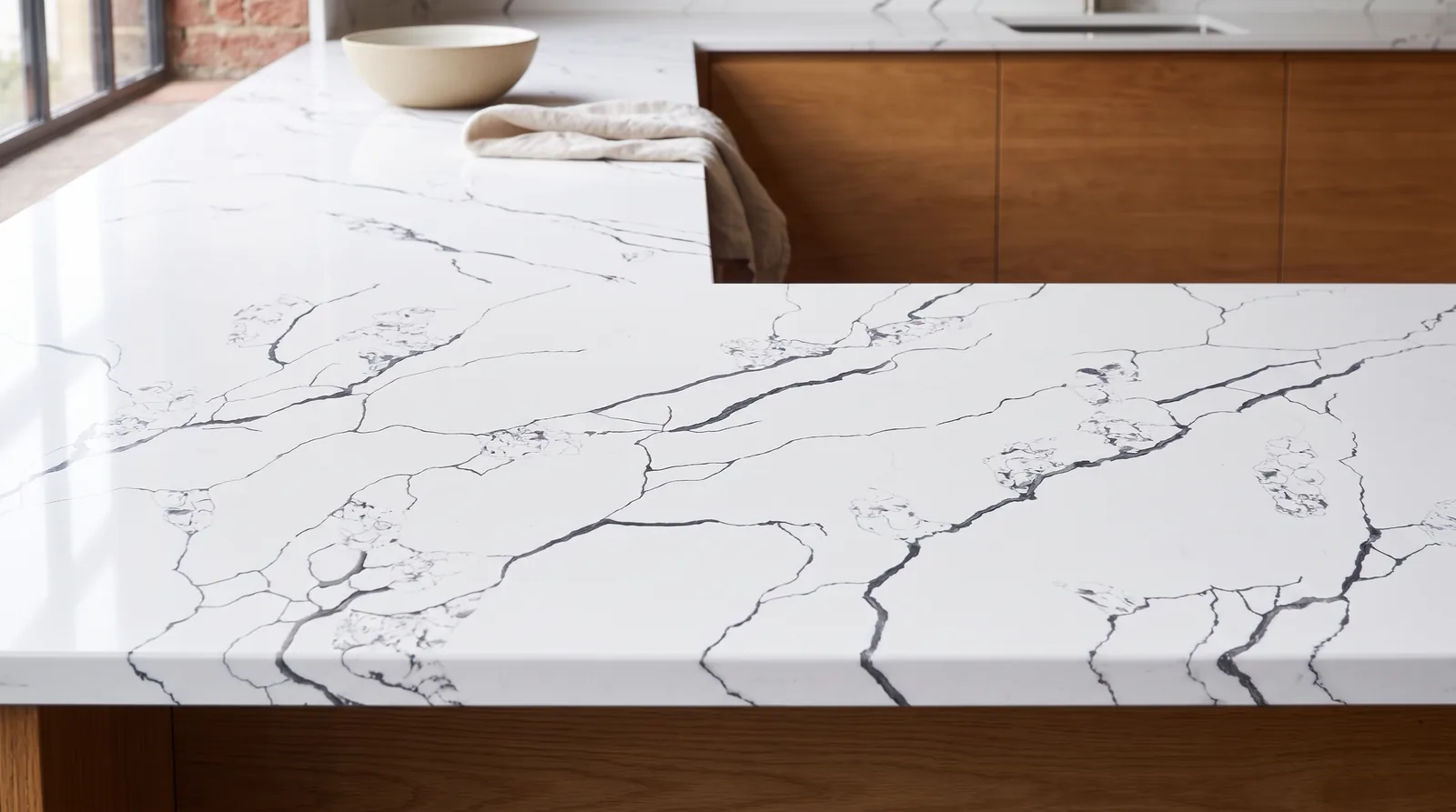 Sydney Black NobleStone worktop in a close kitchen detail view
