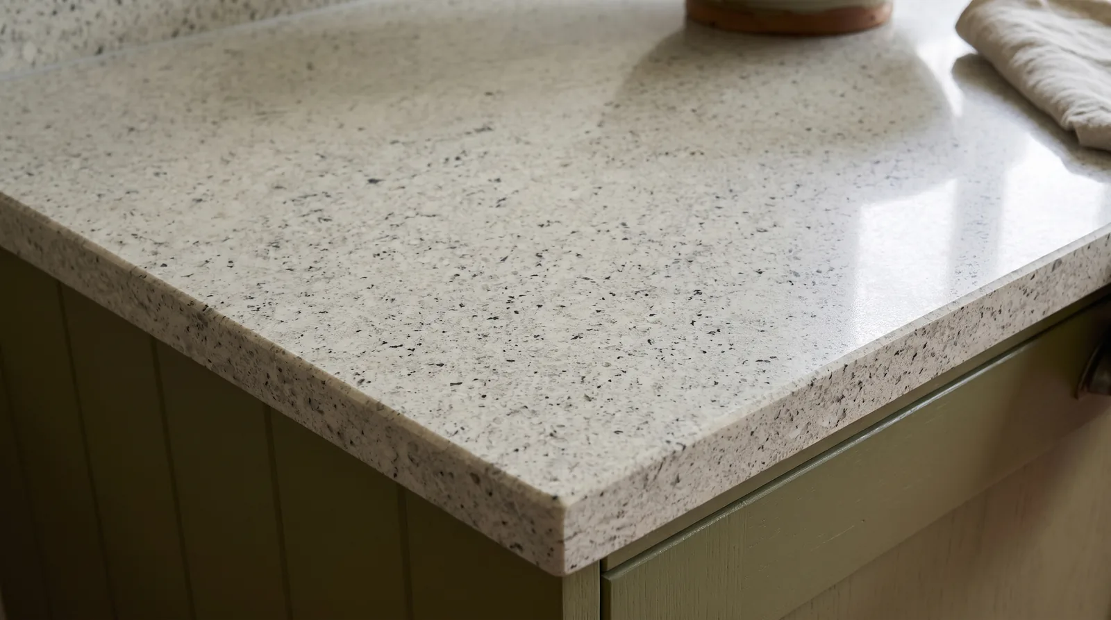 Tiger NobleStone worktop in a close kitchen detail view
