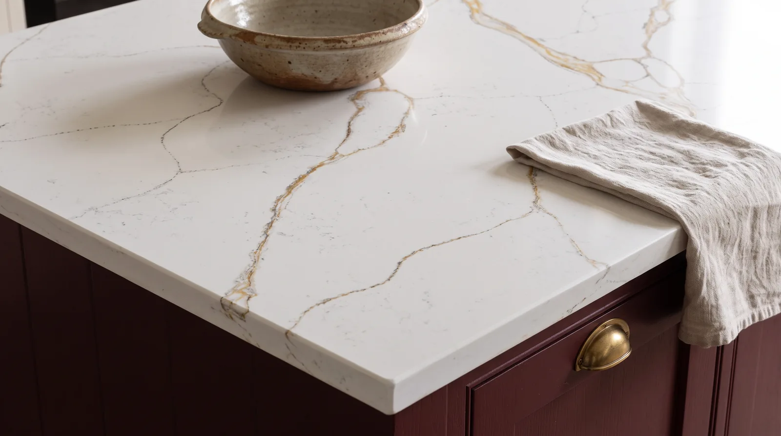 Tuscany NobleStone worktop in a close kitchen detail view