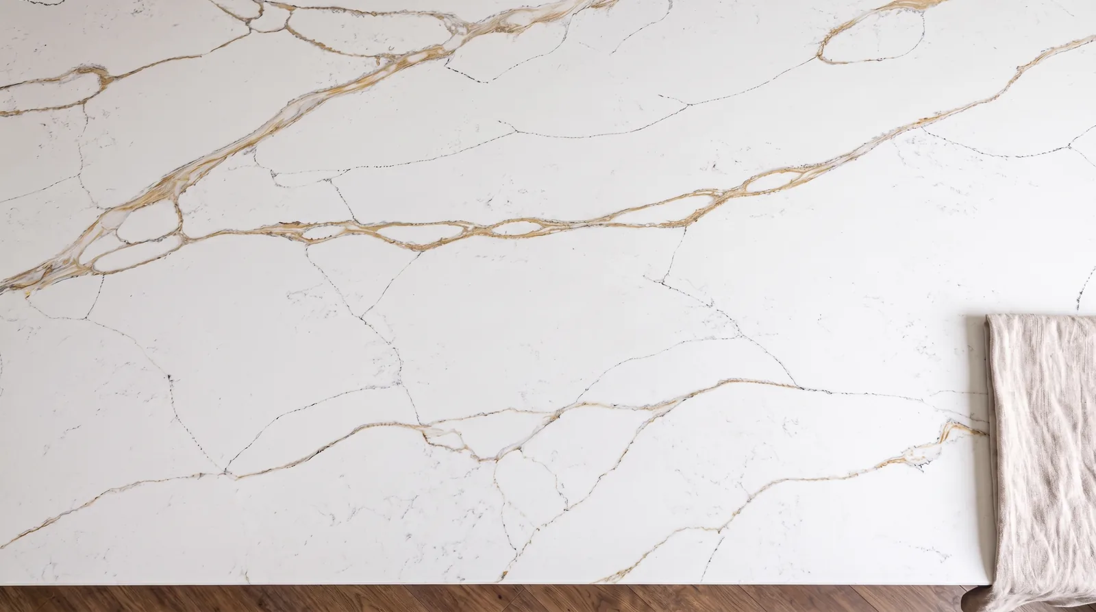 Tuscany NobleStone worktop in an overhead kitchen view