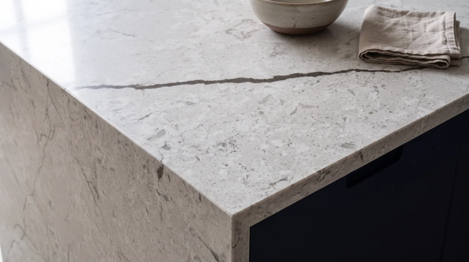 Valencia NobleStone worktop in a close kitchen detail view
