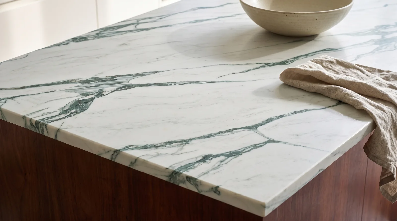 Verde NobleStone worktop in a close kitchen detail view