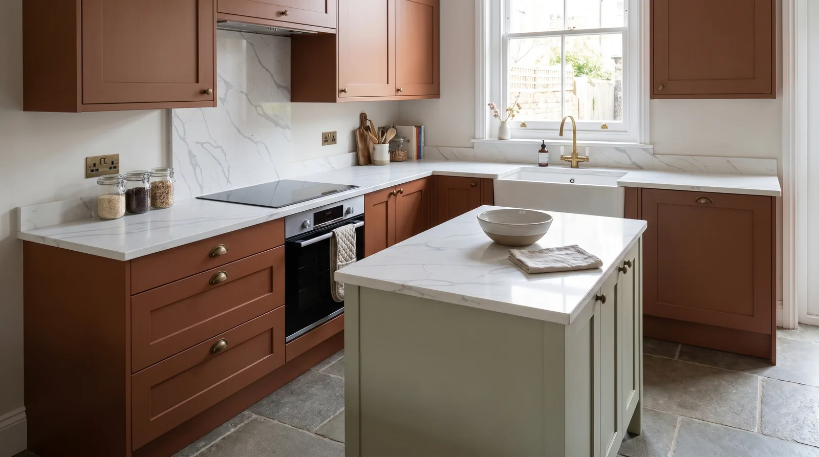 Verona NobleStone worktop in a wide kitchen view