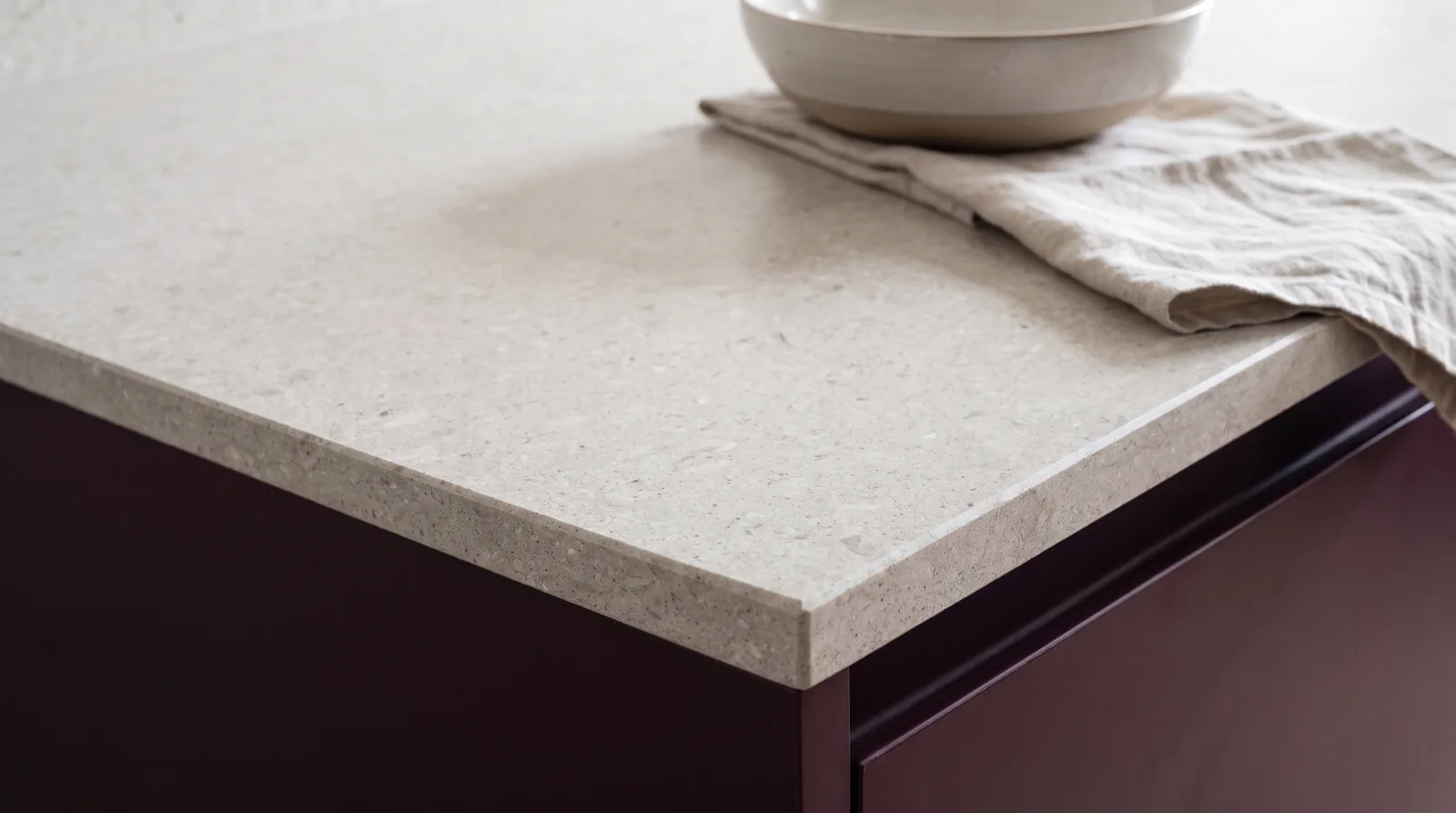 Vulcano NobleStone worktop in a close kitchen detail view