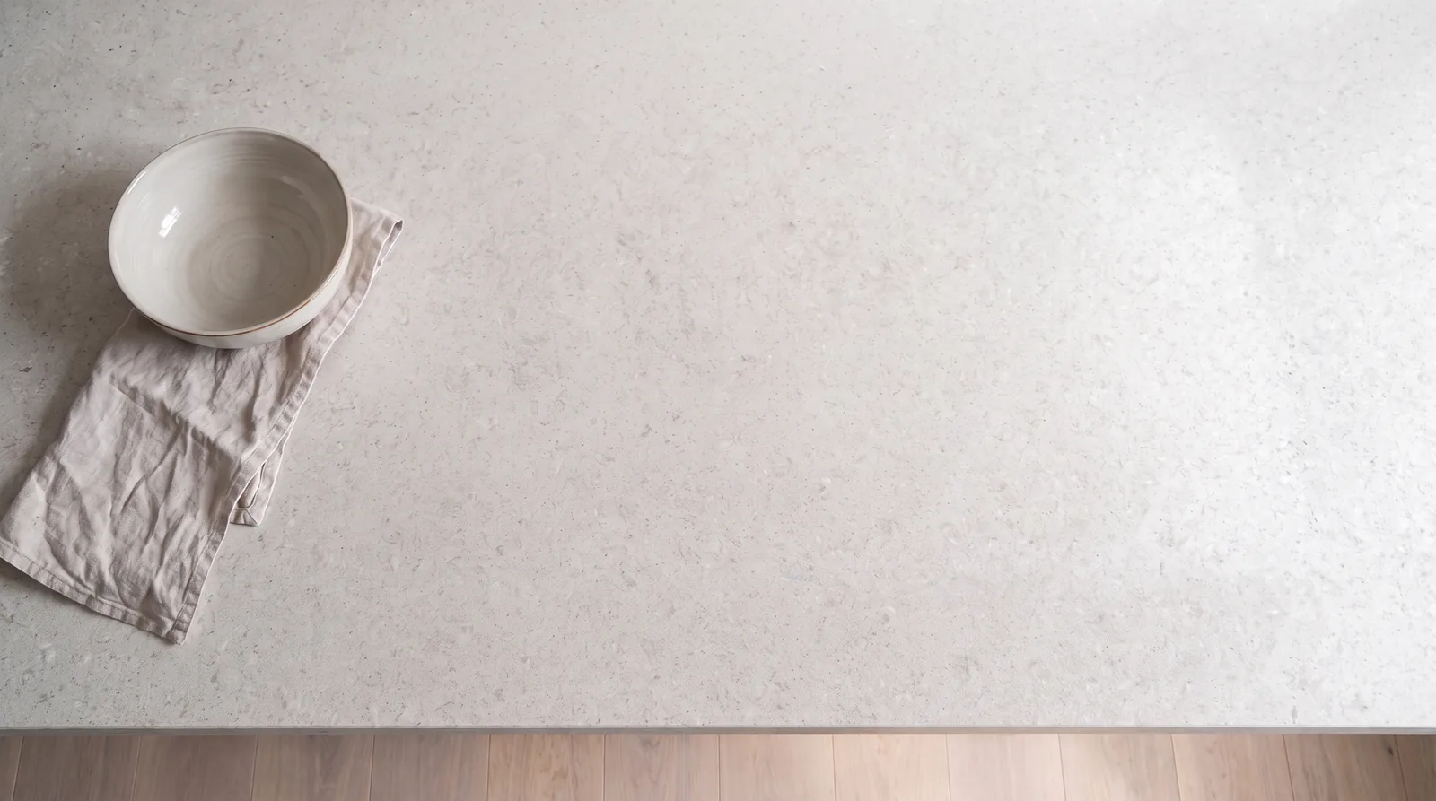 Vulcano NobleStone worktop in an overhead kitchen view