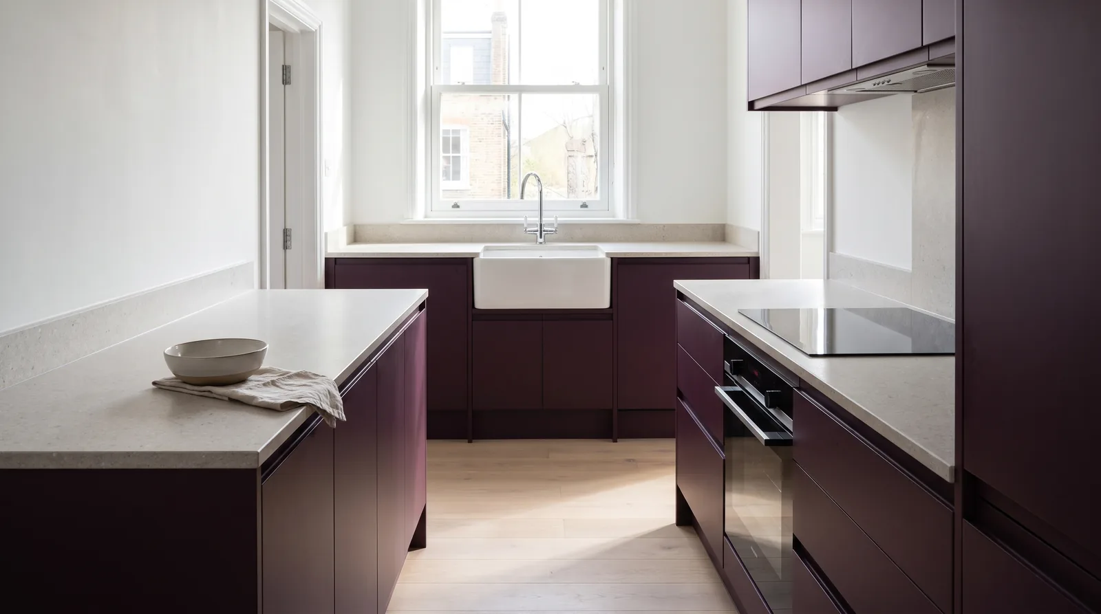 Vulcano NobleStone worktop in a wide kitchen view