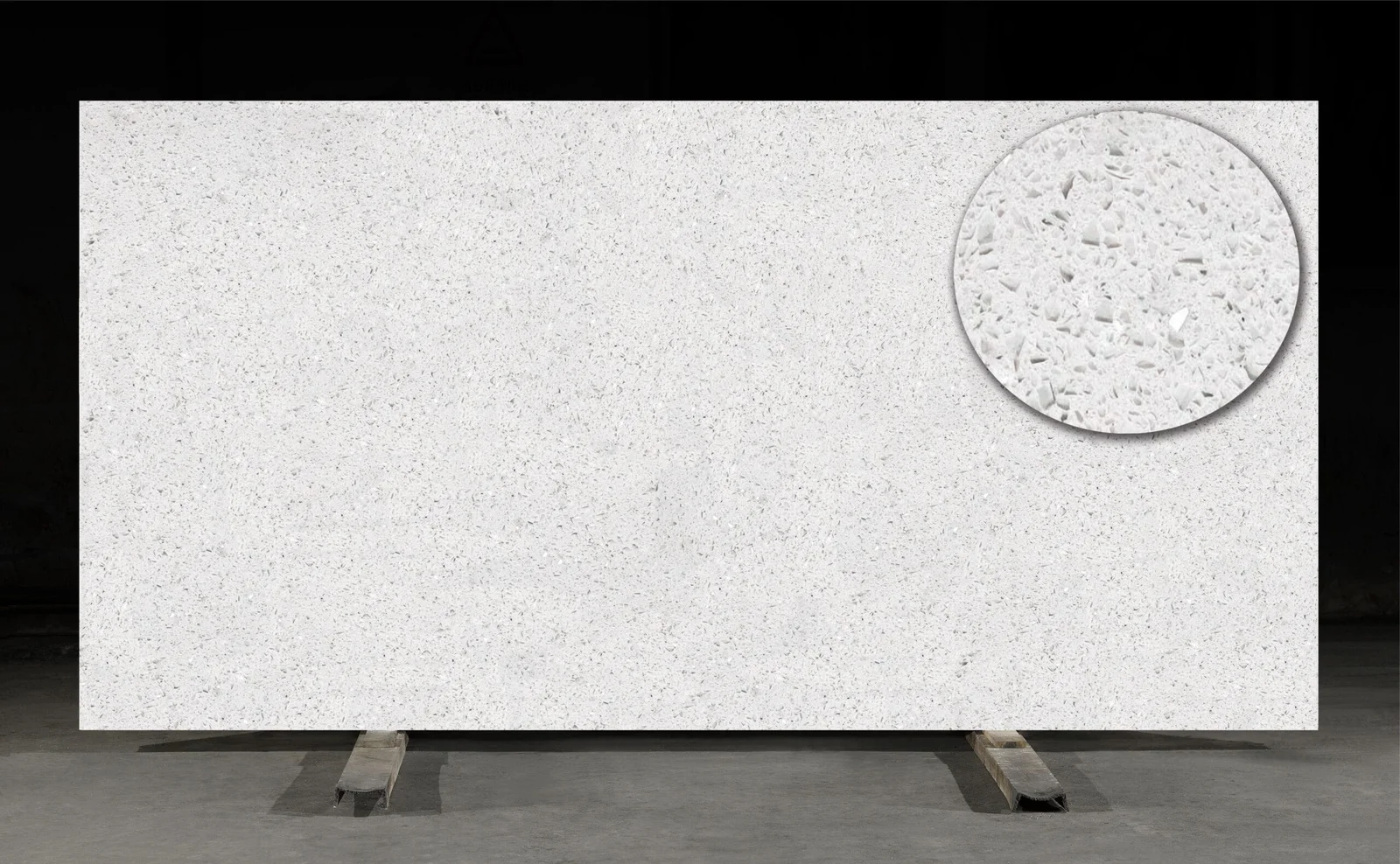 Full slab of Brillo Branco CQB011 white quartz from Classic Quartz Stone