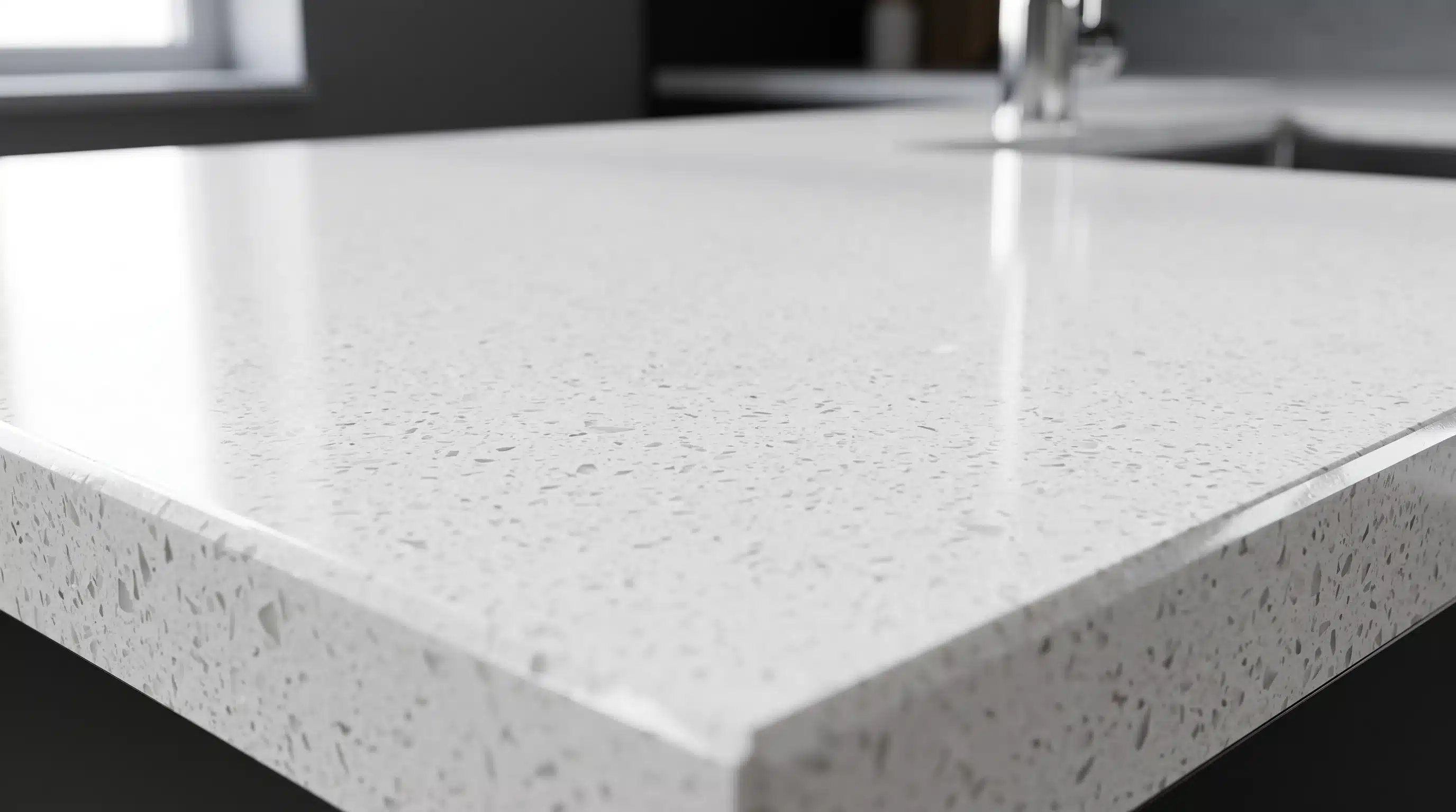 Close-up of Brillo Branco CQB011 quartz worktop surface detail