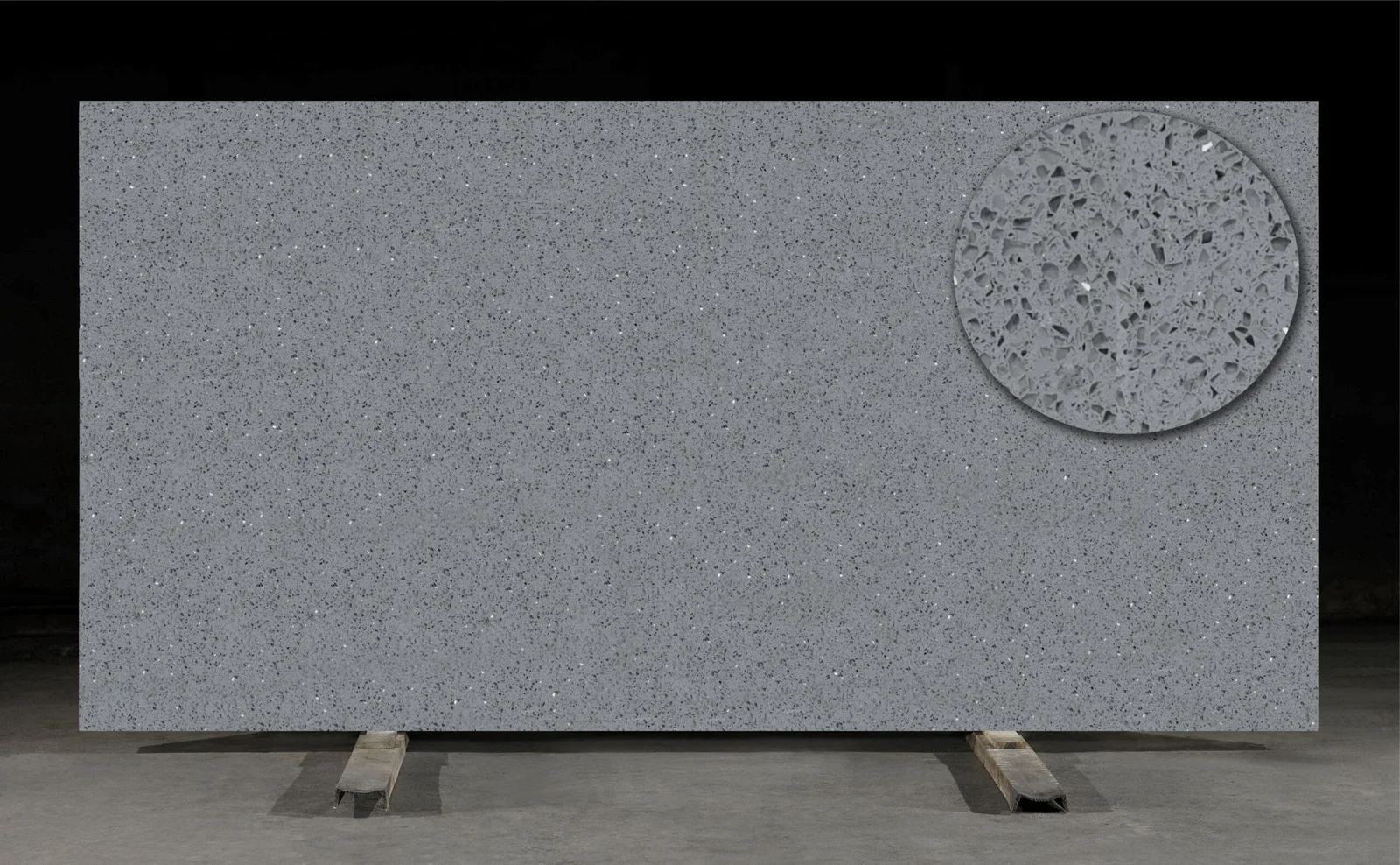 Full slab of Brillo Gris CQB030 grey quartz from Classic Quartz Stone
