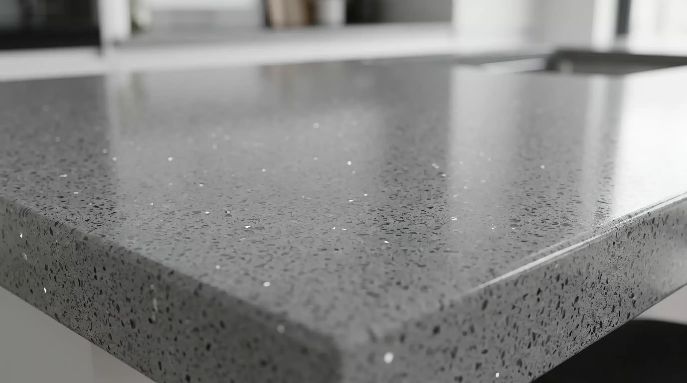 Close-up of Brillo Gris CQB030 quartz worktop surface detail
