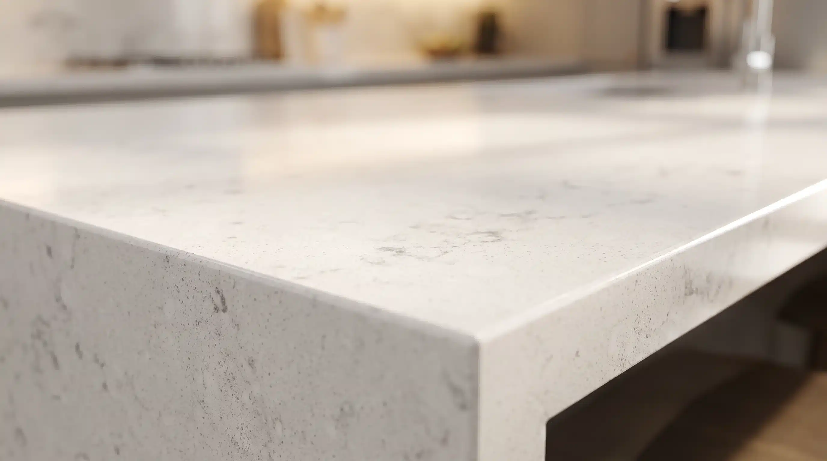 Close-up of Branco Cinzento CQC100 quartz worktop surface detail