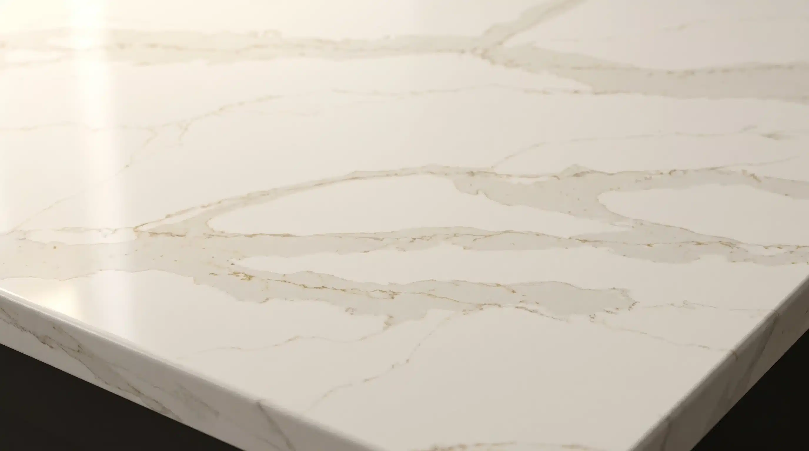 Close-up of Calacatta Gold CQM430 quartz worktop surface detail