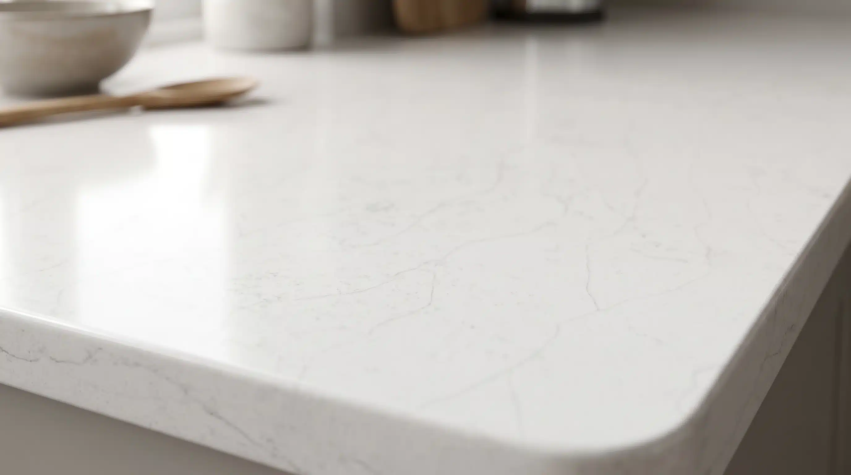 Close-up of Everest CQM435 quartz worktop surface detail