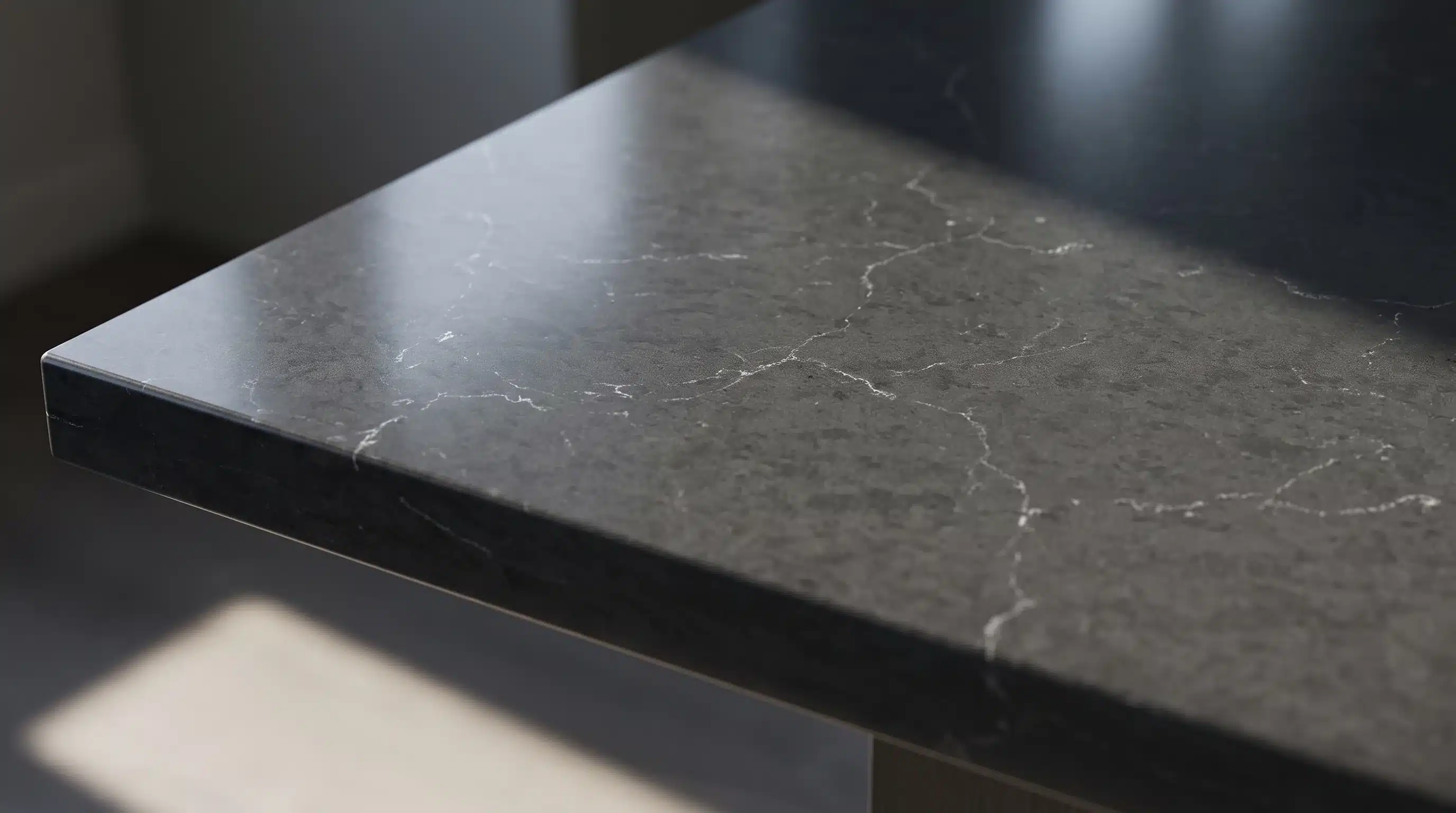 Close-up of Misterio CQM437 quartz worktop surface detail